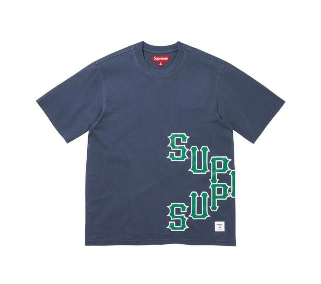 SUPREME CRACKED SPELLED NAVY MEDUIM