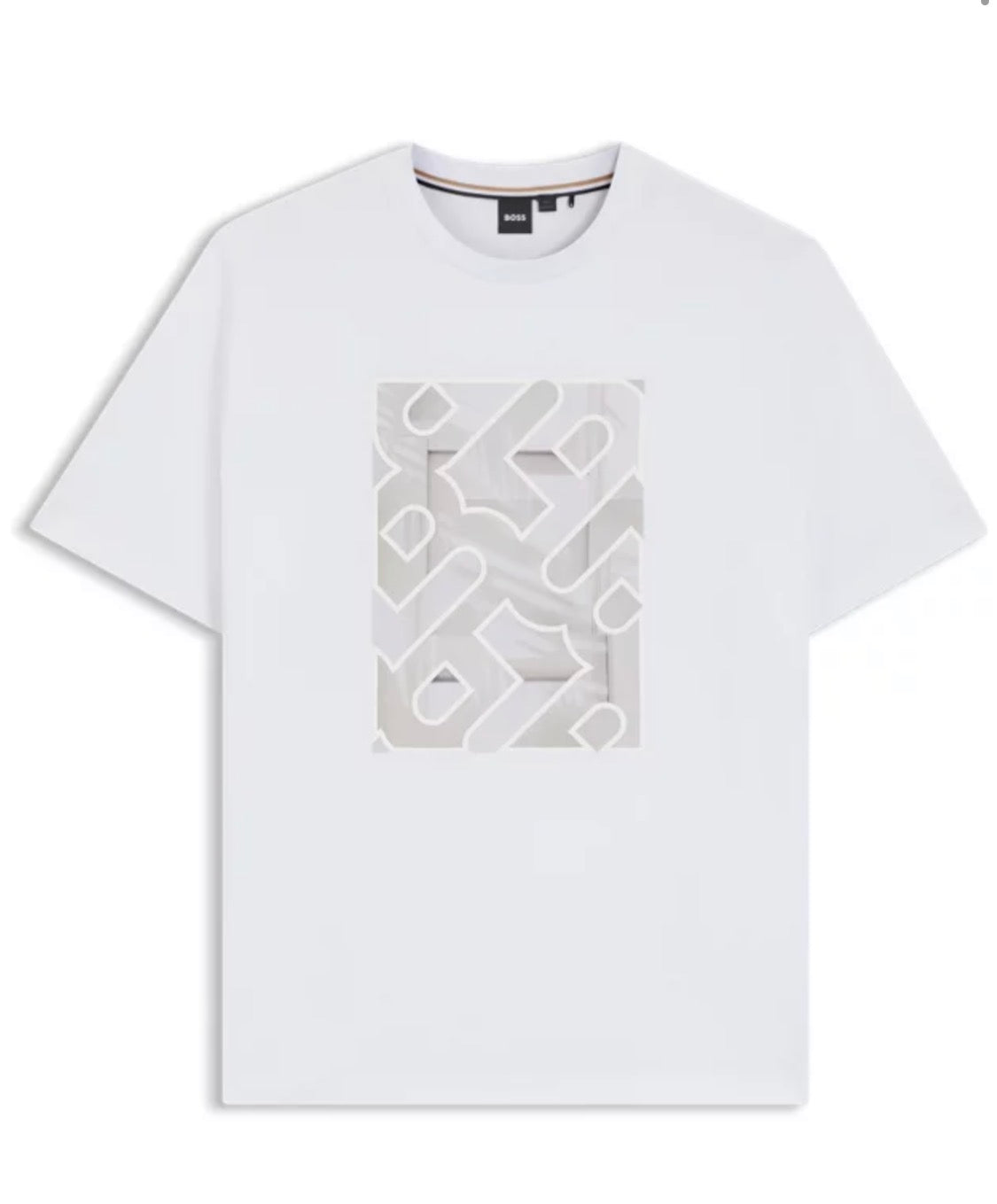 HUGO BOSS WHITE T SHIRT MONOGRAM MEDUIM