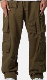 Baggy Cargo Pants- Washed Olive