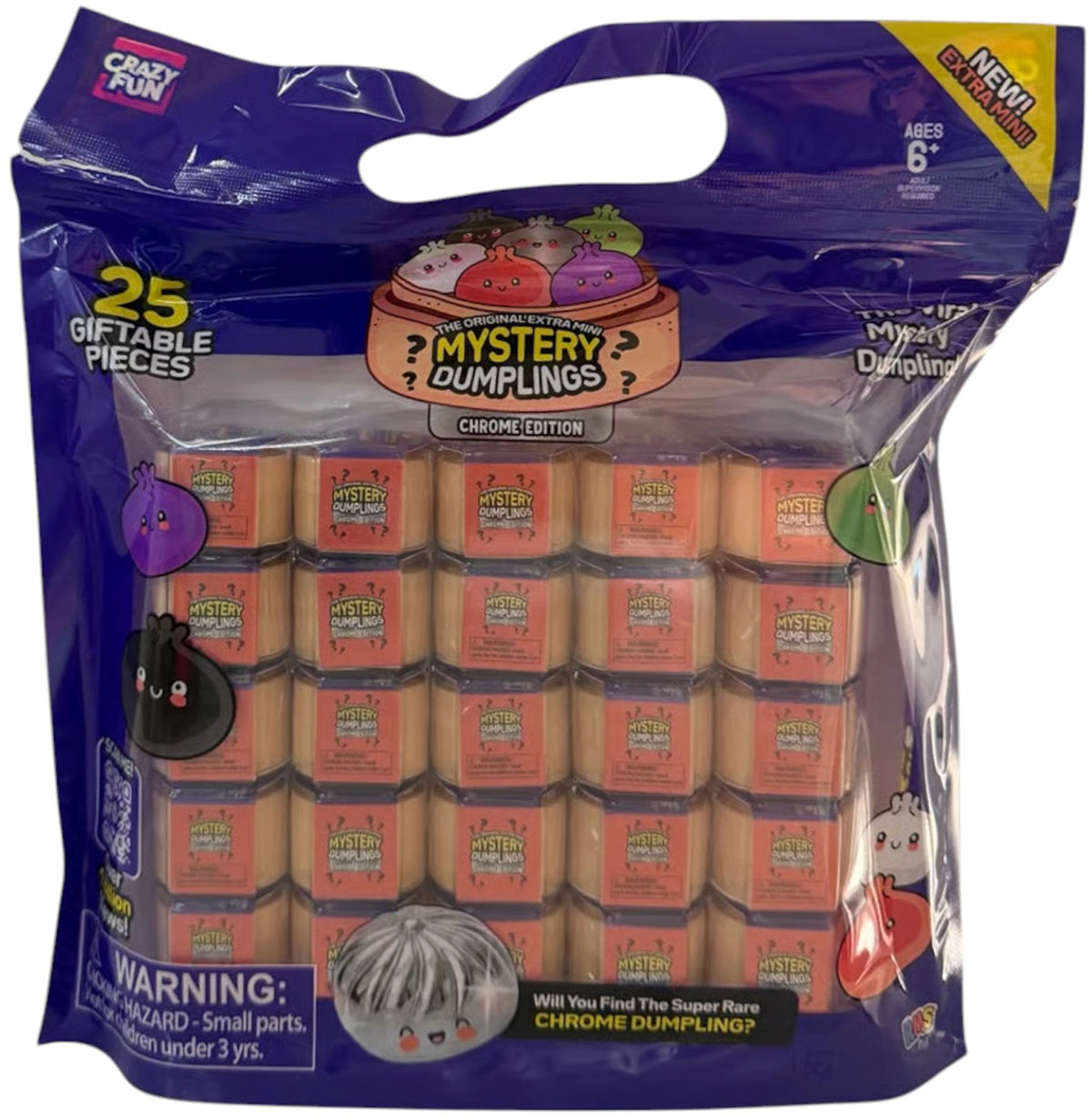 Squishy Bun Extra Mini Mystery Dumpling Chrome Edition Set Blind Box Set (25 Blind Boxes)