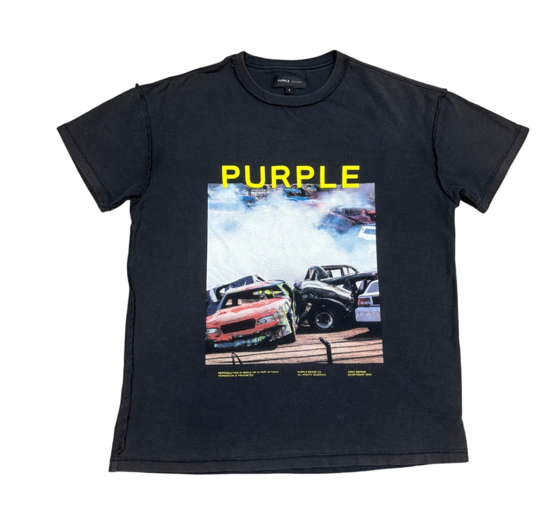 Purple Brand Graphic Car Racing T-shirt M (blk)